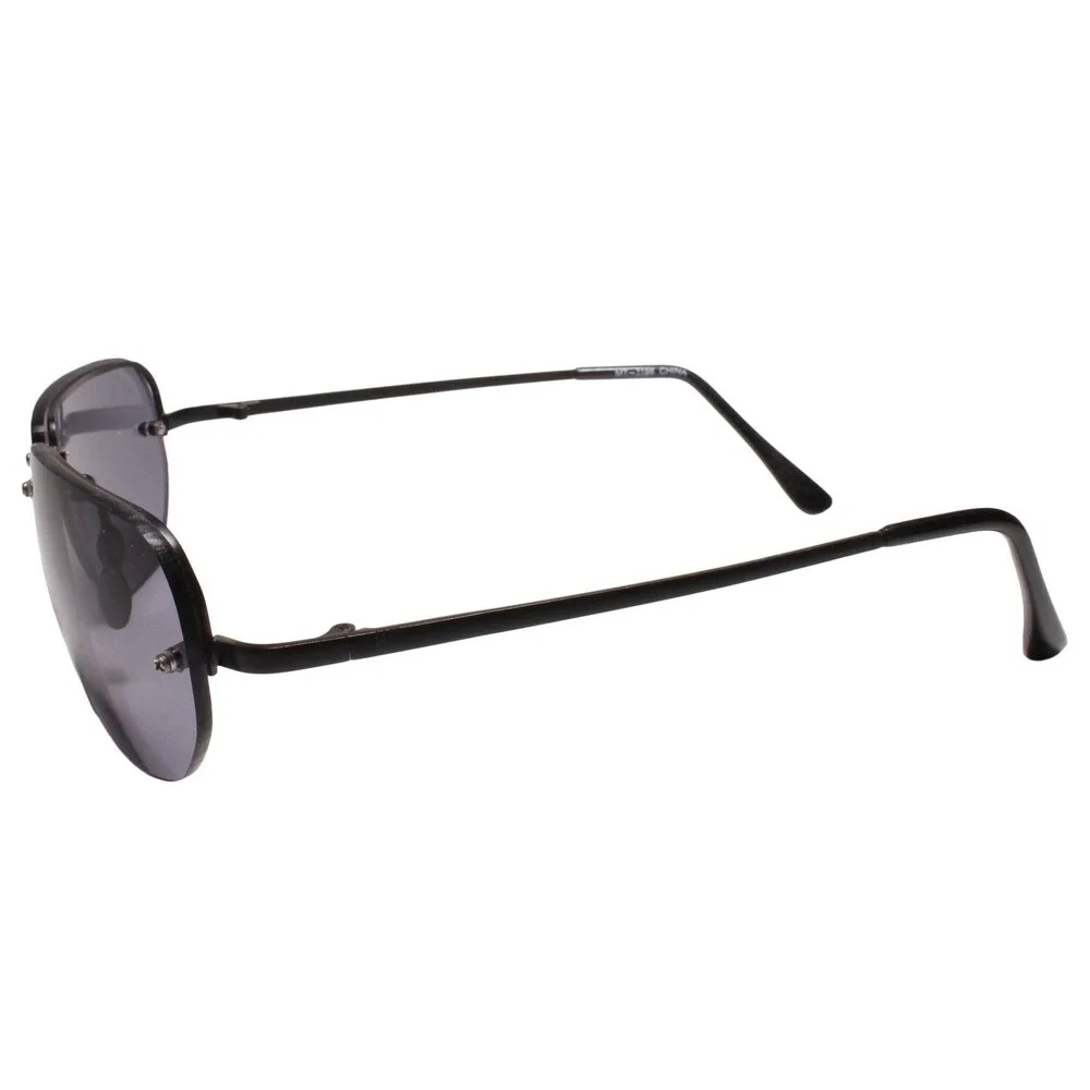 Semi Rimless Vintage Classy 80s 90s Look Black Aviation Sunglasses